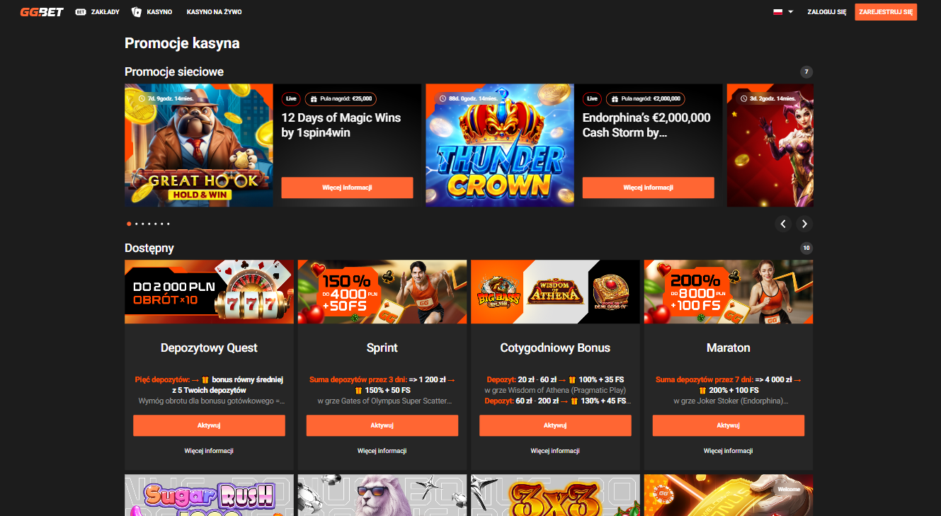 Bonusy i promocje w GGbet Casino – darmowe spiny, cashback, turnieje